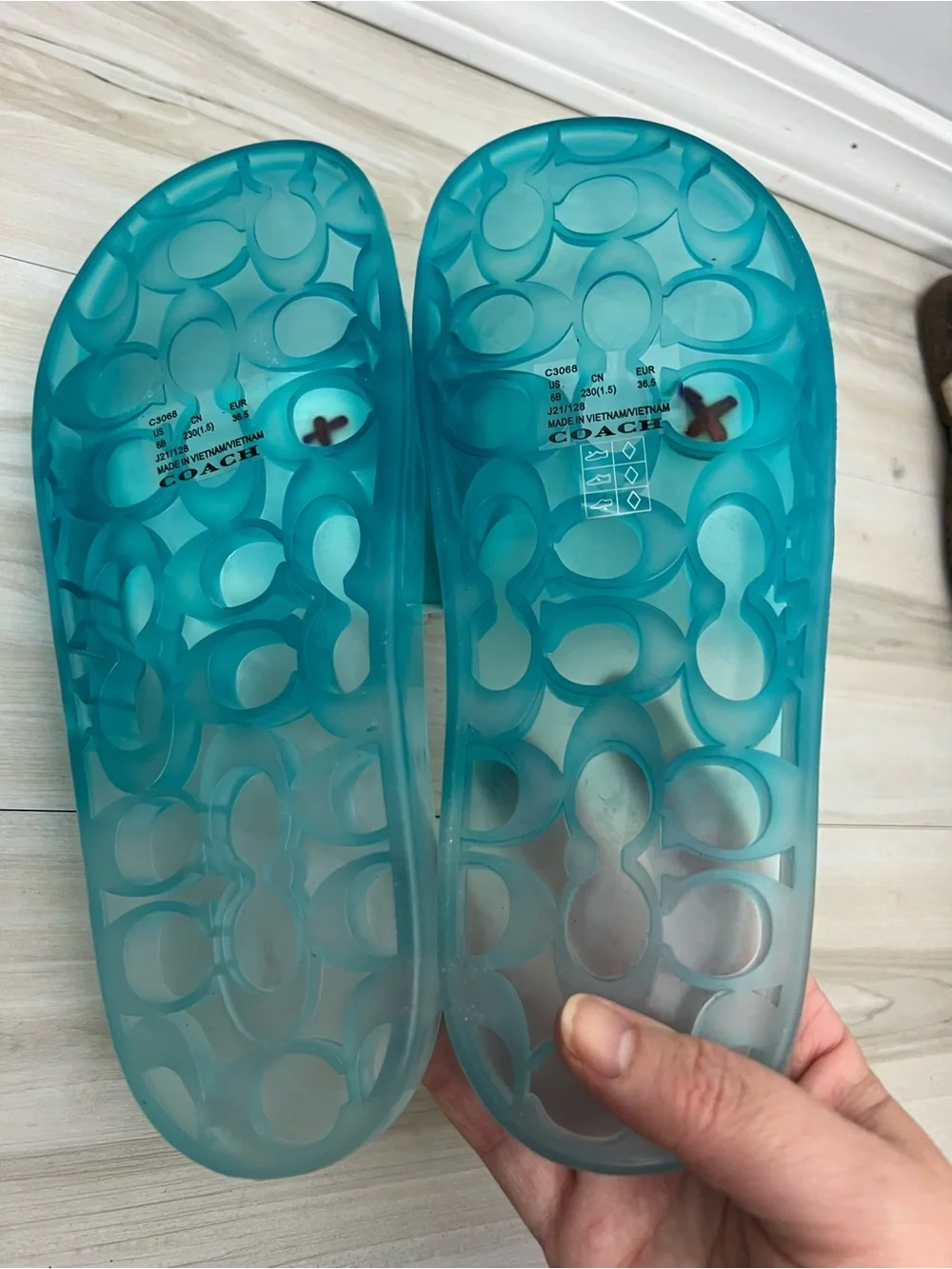 Coach NIB Ulyssa Slide Sandals Sea Mist